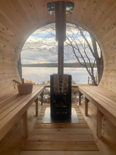 Barrel Sauna Inside view 7x10